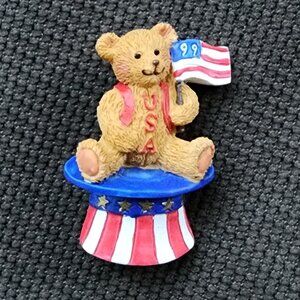 AVON Vintage 1999 Red/White/Blue Patriotic "American Bear Pin" Brooch